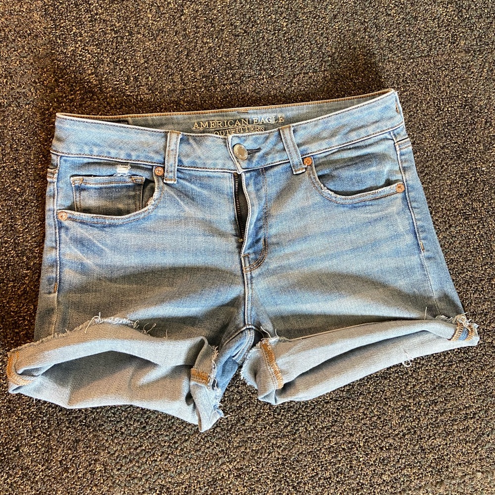 American eagle midi denim shorts